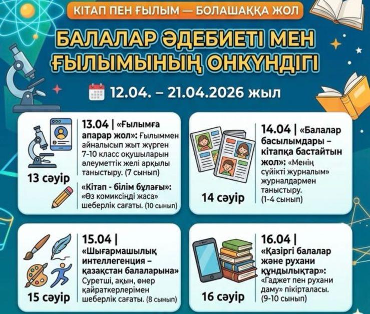 “Балалар әдебиеті - рухани тәрбие бастауы” атты “ Ұлттық кітап күні” қарсаңында өткізілетін іс - шараларға белсене қатысуға шақырамыз!